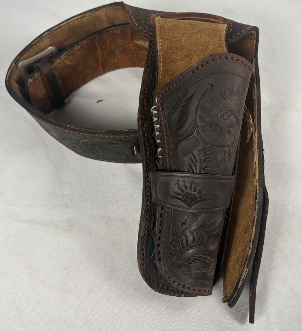 Western Style Floral Leather Holster Made In Mexico By Reyes